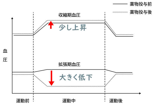 SBPは少し上昇、DBPは大きく低下したグラフ